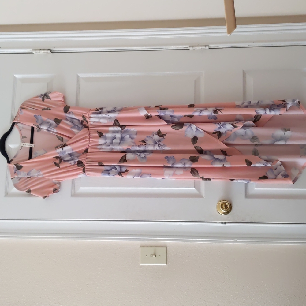 Floral asymmetric lined midi dress
